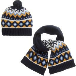 Mayoral-Baby Boys Navy Blue Hat Set | Childrensalon Outlet