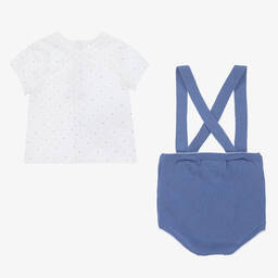 Mayoral-Baby Boys White & Blue Cotton Shorts Set | Childrensalon Outlet