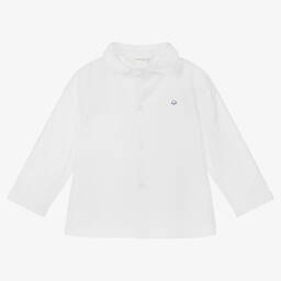 مايورال-قميص بربطة عنق قطن لون أبيض للمواليد | Childrensalon Outlet