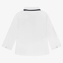 مايورال-قميص بربطة عنق قطن لون أبيض للمواليد | Childrensalon Outlet