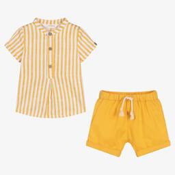 Mayoral-Baby Boys Yellow Cotton Shorts Set | Childrensalon Outlet