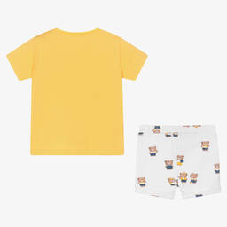 Mayoral-طقم شورت قطن مستدام لون أصفر وأبيض للمواليد | Childrensalon Outlet
