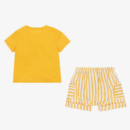 Mayoral-Baby Boys Yellow & White Cotton Shorts Set | Childrensalon Outlet