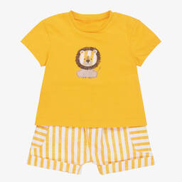 Mayoral-Baby Boys Yellow & White Cotton Shorts Set | Childrensalon Outlet