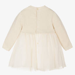 Mayoral-Baby Girls Beige & Gold Dot Tulle Dress | Childrensalon Outlet