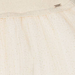 Mayoral-Baby Girls Beige & Gold Dot Tulle Dress | Childrensalon Outlet