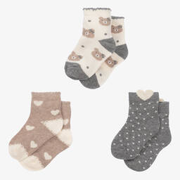 Mayoral-Бежевые и серые носки (3пары) | Childrensalon Outlet