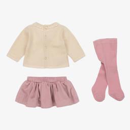 Mayoral-Бежево-фиолетовый комплект с юбкой | Childrensalon Outlet