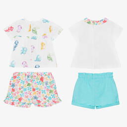 Mayoral-طقم شورت قطن مستدام لون أزرق وأبيض للمولودات (عدد 2) | Childrensalon Outlet