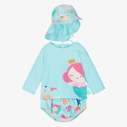 Mayoral Newborn-Baby Girls Blue Mermaid Swim Set (UPF40+) | Childrensalon Outlet