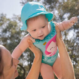 Mayoral Newborn-Baby Girls Blue Mermaid Swimsuit Set (UPF40+) | Childrensalon Outlet