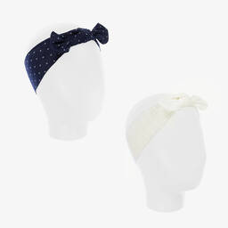 Mayoral-Baby Girls Blue & White Headbands (2 Pack) | Childrensalon Outlet