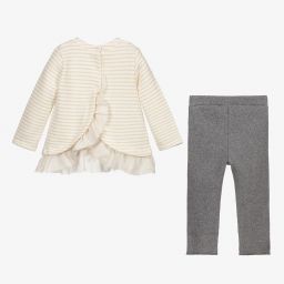 Mayoral Для новорожденных-Кремовый топ и серые легинсы из хлопка для девочек | Childrensalon Outlet