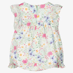 Mayoral-أوفرول بادي قطن لون أخضر بطبعة ورود للمولودات | Childrensalon Outlet