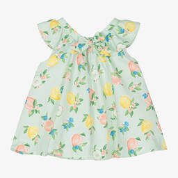 Mayoral-Baby Girls Green Cotton Fruits Dress | Childrensalon Outlet