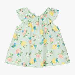 Mayoral-Baby Girls Green Cotton Fruits Dress | Childrensalon Outlet