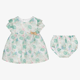 Mayoral-Зеленое платье из органзы с цветами | Childrensalon Outlet