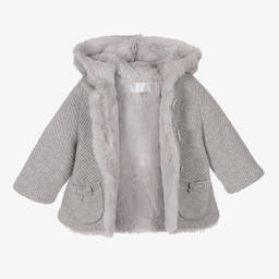 مايورال Newborn-معطف مزيج قطن محبوك لون رمادي للمولودات | Childrensalon Outlet