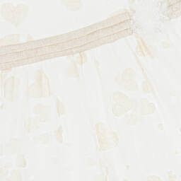 Mayoral-Кремовое платье из органзы с бежевыми сердечками | Childrensalon Outlet