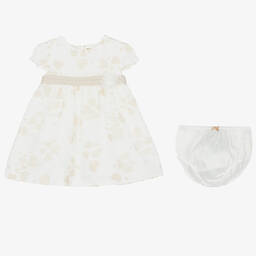 Mayoral-Кремовое платье из органзы с бежевыми сердечками | Childrensalon Outlet