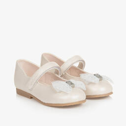 Mayoral-Baby Girls Ivory Faux Leather Bow Pumps | Childrensalon Outlet
