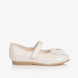 Mayoral-Baby Girls Ivory Faux Leather Bow Pumps | Childrensalon Outlet
