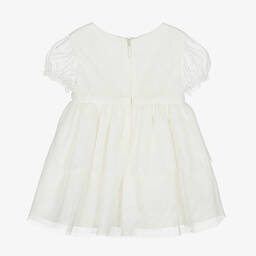 Mayoral-Baby Girls Ivory Glitter Tulle Dress | Childrensalon Outlet