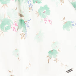 Mayoral-Baby Girls Ivory & Green Floral Satin Dress | Childrensalon Outlet