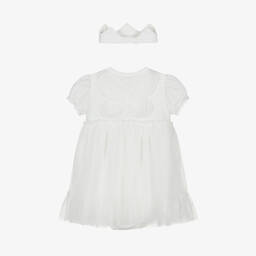 Mayoral Для новорожденных-Baby Girls Ivory Jersey & Tulle Dress Set | Childrensalon Outlet