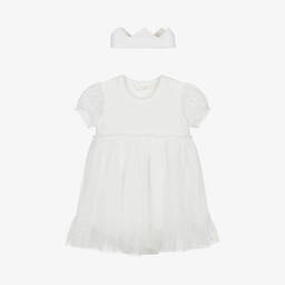 Mayoral Для новорожденных-Baby Girls Ivory Jersey & Tulle Dress Set | Childrensalon Outlet