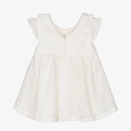 Mayoral-Baby Girls Ivory Spot Organza Dress | Childrensalon Outlet