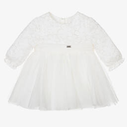 Mayoral-Baby Girls Ivory Tulle Dress  | Childrensalon Outlet