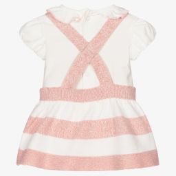 مايورال Newborn-طقم فستان بينافور قطن محبوك لون زهري وأبيض للمولودات | Childrensalon Outlet