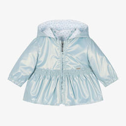 Mayoral Newborn-Baby Girls Metallic Blue Reversible Coat | Childrensalon Outlet