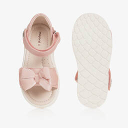 Mayoral-Baby Girls Pink Bow Velcro Sandals | Childrensalon Outlet