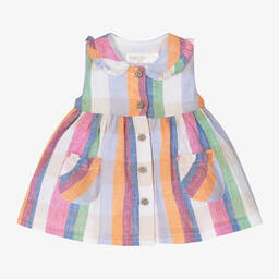 Mayoral-Baby Girls Pink Cotton & Linen Check Dress | Childrensalon Outlet