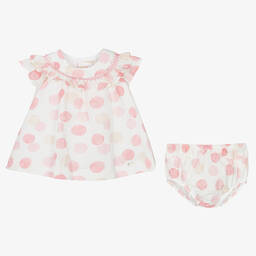 Mayoral-Baby Girls Pink Cotton Spotted Dress | Childrensalon Outlet
