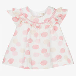 Mayoral-Baby Girls Pink Cotton Spotted Dress | Childrensalon Outlet