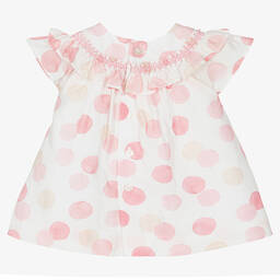 Mayoral-Baby Girls Pink Cotton Spotted Dress | Childrensalon Outlet