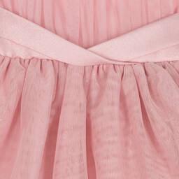 مايورال-فستان أطفال بناتي مزيج قطن وتول غليتر لون زهري | Childrensalon Outlet