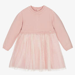 Mayoral-Розовое платье из тюля в золотистый горох | Childrensalon Outlet