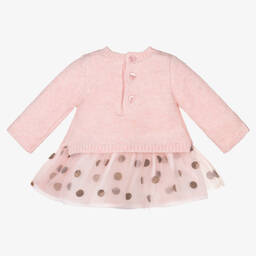 Mayoral-Baby Girls Pink Knit & Tulle Dress | Childrensalon Outlet