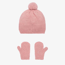 Mayoral-Baby Girls Pink Knitted Hat Set | Childrensalon Outlet