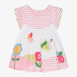 Mayoral-Baby Girls Pink Stripe Cotton Dress | Childrensalon Outlet
