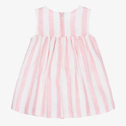 Mayoral-Baby Girls Pink & White Stripe Linen Dress | Childrensalon Outlet