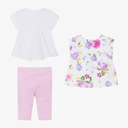 مايورال-طقم ليغنغز قطن جيرسي لون بنفسجي بطبعة ورود | Childrensalon Outlet