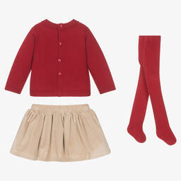 Mayoral-Красно-бежевый комплект с юбкой | Childrensalon Outlet