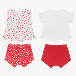 Mayoral-Baby Girls Red Heart Shorts Set (2 Pack) | Childrensalon Outlet