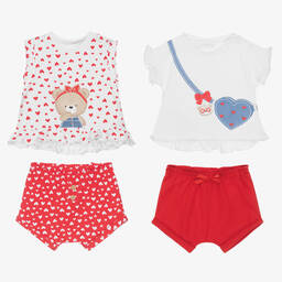 Mayoral-Baby Girls Red Heart Shorts Set (2 Pack) | Childrensalon Outlet