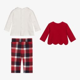مايورال Newborn-طقم ليغنغز قطن لون أحمر وعاجي للبنات - 3 قطع | Childrensalon Outlet